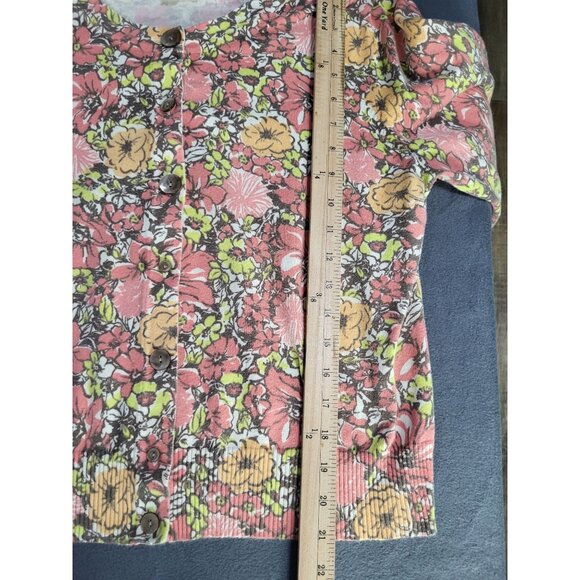 J.Jill VTG Women's LG Stretch Floral Cardigan Sweater 3/4 Sleeve Bloomcore - Picture 9 of 12